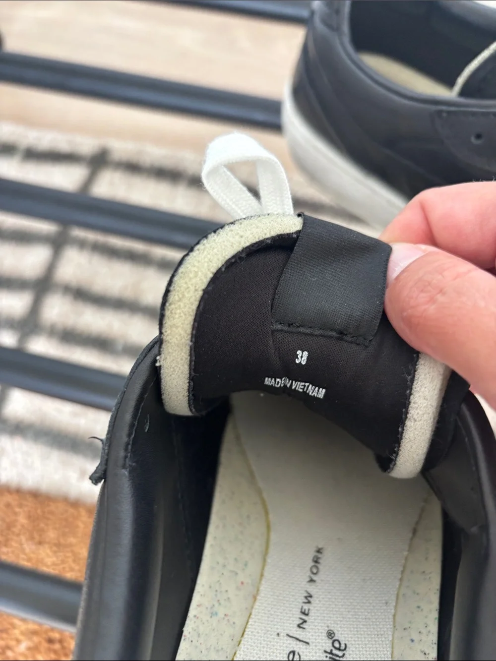 Rag and Bone Black Low-Top Sneakers with White Laces and Sole